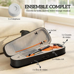 Violon 4/4 ensemble de violon en bois massif pour adultes et débutants avec étui léger et portable 60 x 21 cm marron