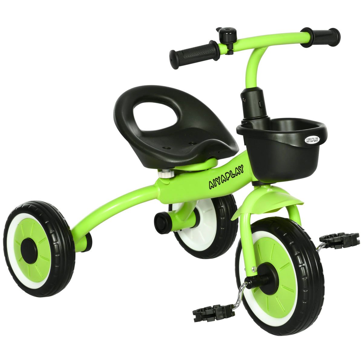 Tricycle enfants avec sonnette et panier selle réglable avec dossier - pour enfant de 2 à 5 ans vert