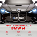 Voiture électrique pour enfants licence BMW I4 12V avec télécommande MP3 Musique Lumières et Ceinture 115x67x45 cm Noir