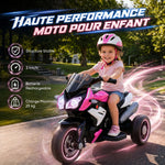 Moto électrique enfants 3 roues 6 V, voiture électrique enfants 3 à 5 ans, effets lumineux et sonores, 86x42x52cm, rose