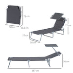 Lot de 2 Transats Bain de Soleil Pliable Chaise Longue Pliante Grand Confort Dossier Inclinable Pare-Soleil réglable