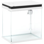 Petit aquarium complet 14L aquarium en verre avec système de filtration éclairage LED pompe à eau 30 x 20 x 33 cm blanc
