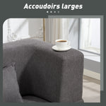 Canapé convertible 2 places, canapé-lit en chenille, assise et accoudoirs larges 2 coussins, entièrement compressé, gris-6