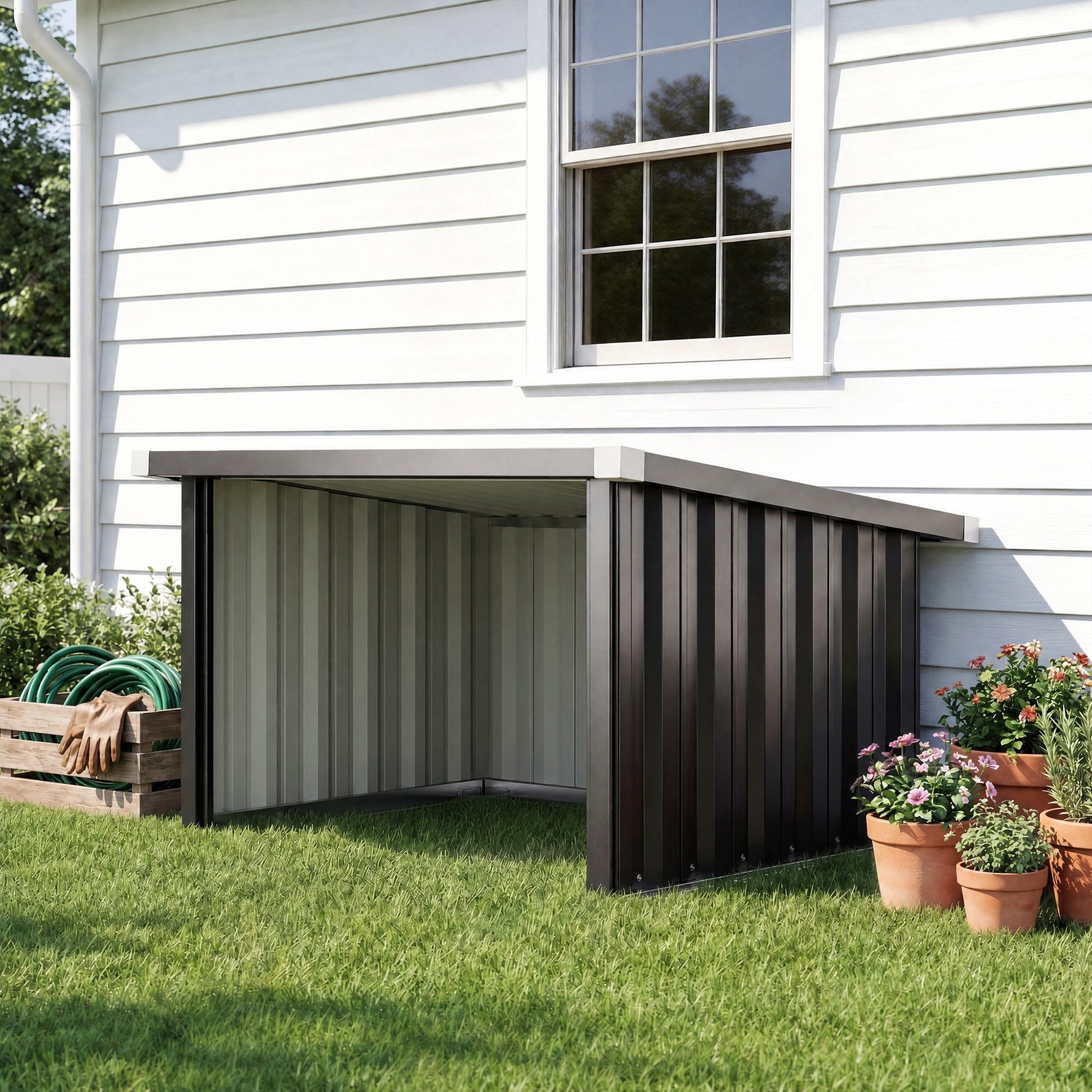 Abri Robot Tondeuse Garage pour Robot Tondeuse avec Toit incliné en acier galvanisé, 108 x 86 x 62,5 cm, gris foncé