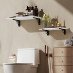 Lot de 2 tables pliantes murales, table murale rabattable en bois, pour cuisine, salle à manger, bureau, blanc brillant