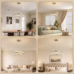 Suspension Luminaire avec 2 Anneaux, Lustre Suspendu LED à 3 Températures de Couleur, Hauteur Réglable, Doré