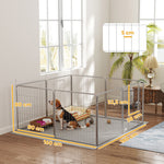 Parc pour chien enclos chien 8 panneaux modulable pliable acier avec porte pour chiot intérieur extérieur 80H cm argent