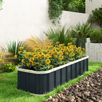 Jardinière surélevée en acier galvanisé, lit de jardin avec gants et bords pliés, 165 x 52 x 31 cm, gris foncé-9
