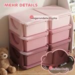 Organisateur de jouets pour enfants à 3 niveaux avec 6 tiroirs, boîtes de rangement en plastique, 75x37x56,5cm, rose