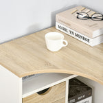 Bureau d'Angle avec 2 Tiroirs, 120 x 60 cm, Bureau en L avec 3 Compartiments Ouverts, Table Informatique pour Étudier, Travailler, Chambre, Maison, Chêne Clair