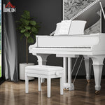 Banc de piano, banc de clavier réglable en hauteur en bois massif, compartiment de rangement, 55 x 33 x 48-58 cm blanc