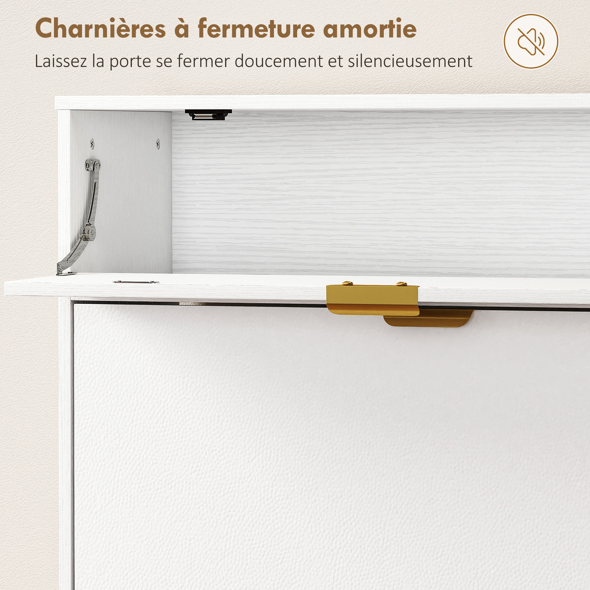 Meuble à chaussures 12 paires, armoire à chaussures, 2 tiroirs rabattables, 4 compartiments, 99,4x23,8x106,6cm, blanc