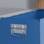 Caisse boite à outils en métal transportable avec 3 poignées, 2 loquets, dim. 50L x 26l x 18,5H cm, bleu