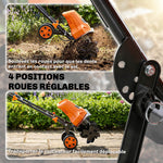 Motobineuse Électrique Motoculteur 1500W 6 Lames 65Mn Largeur 40cm Profondeur 20cm Pliable et Étanche IPX4 Orange