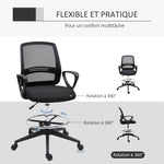 Fauteuil de bureau chaise de bureau assise haute réglable tabouret de bureau pivotant 360° maille respirante