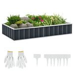 Carré Potager de Jardin 174 x 90 x 30 cm - modulable, Montage sans Outils, Gants fournis - tôle d'acier ondulée Anthracite