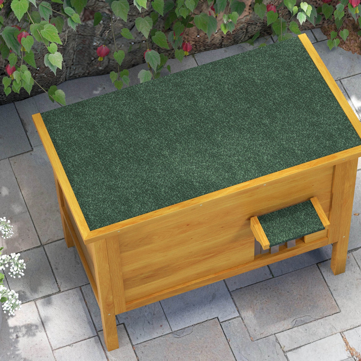 Verhoogd houten buitenkattenhuis met openslaand dak, geïsoleerd, 85 x 50 x 68,5 cm, naturel groen