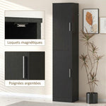 Colonna da bagno a 6 livelli, mobile contenitore stretto, 2 ante e 4 ripiani regolabili, 40x35x180cm, nero