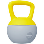 Kettlebell 10kg haltère avec poignée antidérapante pour fitness musculation cardio, gris et jaune