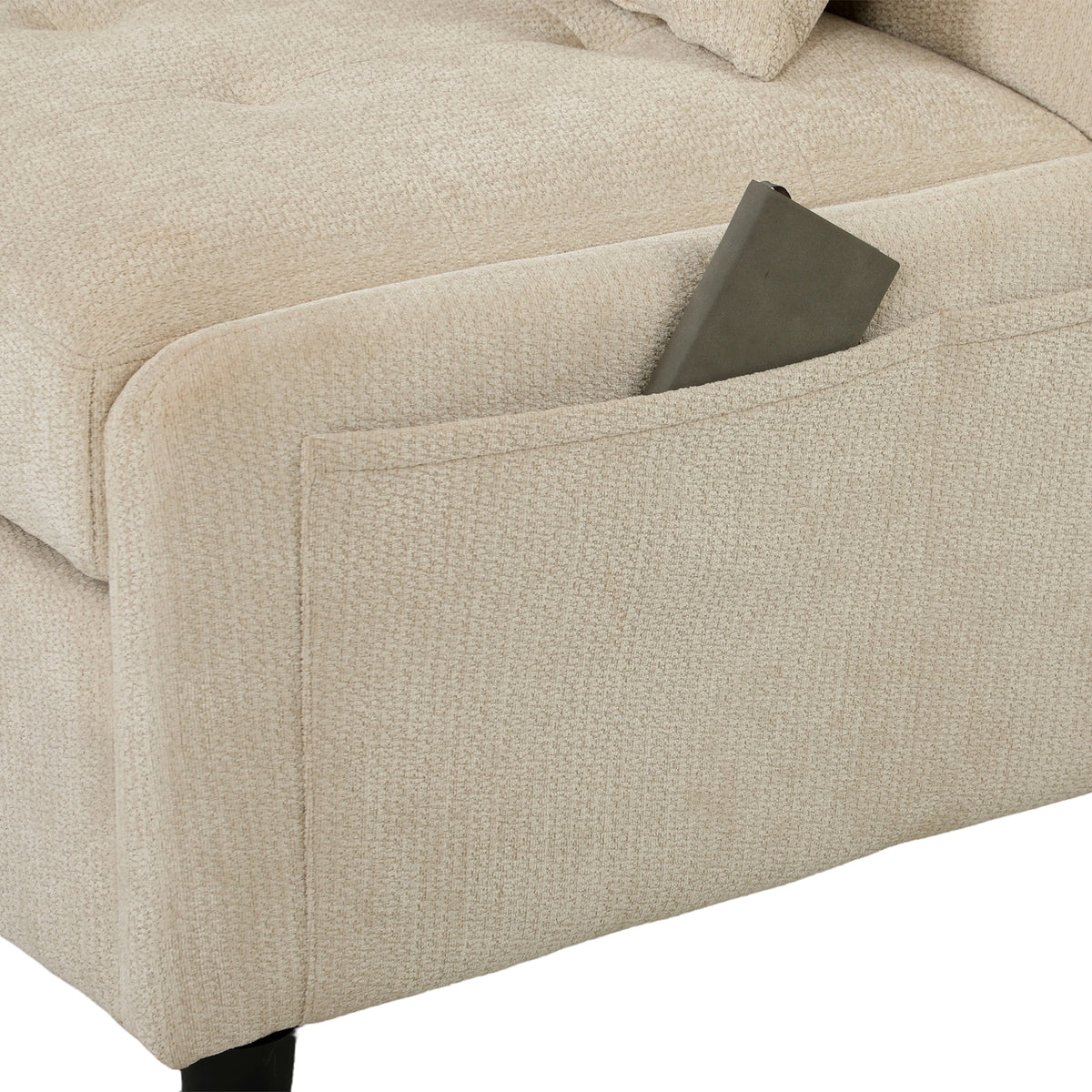 Poltrona Convertibile 1 Posto, Poltrona Letto Clic-Clac 4 in 1 Imbottita in Ciniglia, Schienale Regolabile, Seduta Ampia, Beige