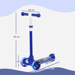 Trottinette enfant 3 Roues Lumineuses LED Hauteur Guidon réglable frein à Friction arrière de 2 à 6 ans Bleu