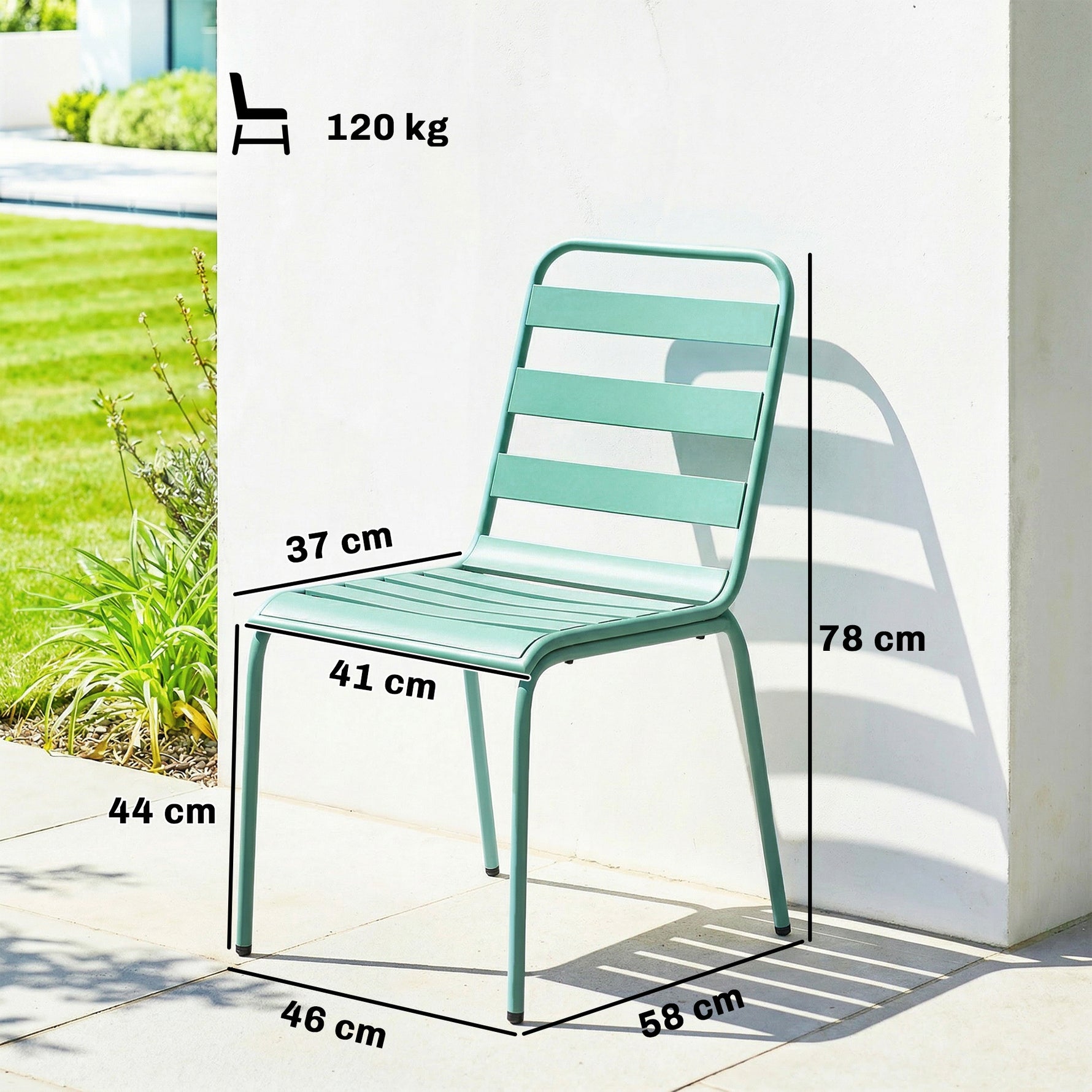 Lot de 2 Chaises de Jardin Empilables en Métal pour Terrasse, Balcon, Jardin, Vert