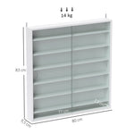 Vitrine pour collection vitrine murale 80 x 9,5 x 83 cm 6 étagères réglables en hauteur 2 portes coulissantes en verre