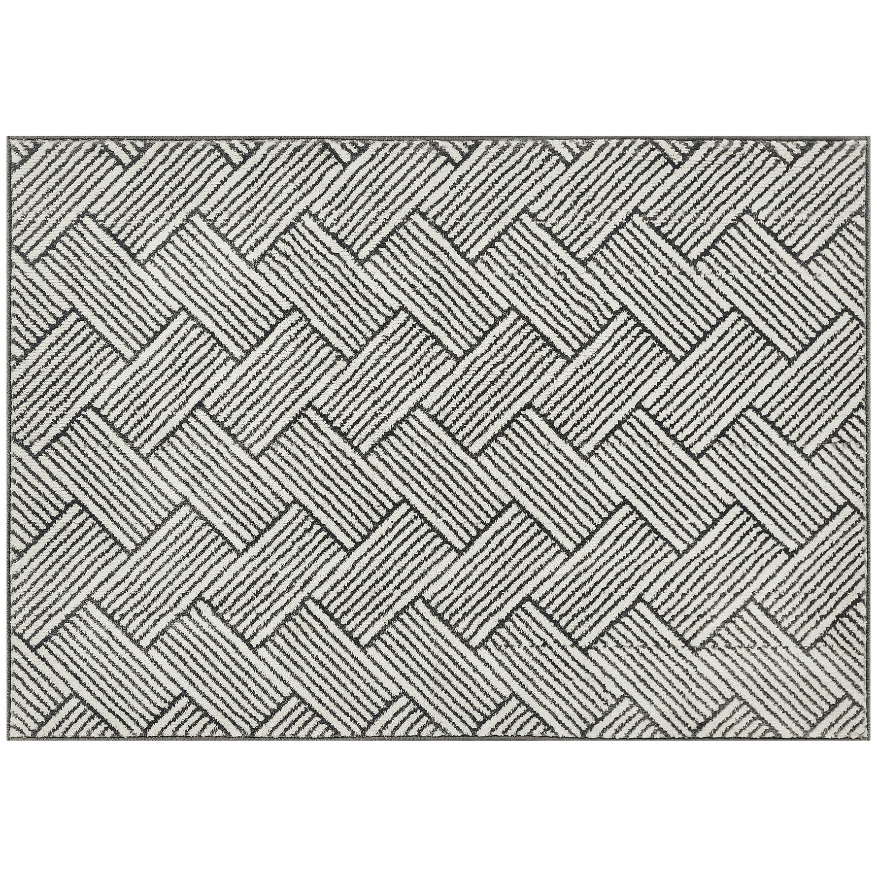 Tapis salon 200 x 140 cm poils courts lavable en machine hypoallergénique pour salon, chambre à coucher, bureau, gris