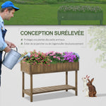 Jardinière sur Pieds carré Potager étagère dim. 110L x 46l x 76H cm 8 Compartiments Inserts d'irrigation Bois de Sapin