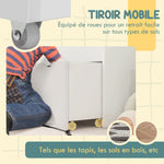 Bibliothèque pour enfants Multi-Rangement avec 3 niveaux d'étagères et un tiroir, 62,5L x 30l x 70H cm, blanc