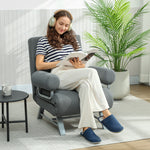 Sillón convertible individual, sillón cama plegable acolchado de lino con respaldo ajustable, cojín, gris oscuro