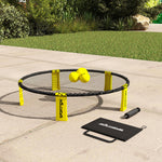 Set gioco di mini-pallavolo all'aperto con rete, 3 palloni e pompa, portatile con borsa per il trasporto gialla