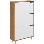 Meuble à chaussures 3 abattants avec étagère réglable, 72L x 24P x 119H cm, naturel et blanc