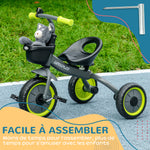 Tricycle enfants avec sonnette et panier selle réglable avec dossier - pour enfant de 2 à 5 ans noir