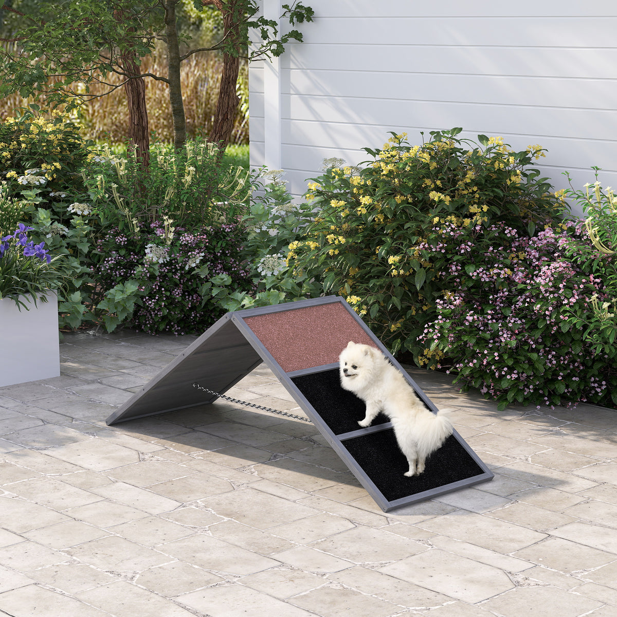 Dog agility ramp dog agility equipment A-frame non-slip surface 173 x 59 x 66 cm gray