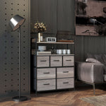 Meuble de rangement commode 7 tiroirs en tissu pliables et amovibles étagères ouvertes, gris
