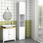 Meuble colonne de salle de bain 2 placards avec étagères réglables + 2 niches 30 x 30 x 181,5 cm blanc