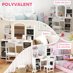 Coiffeuse pour enfants avec tabouret et miroir LED, table de maquillage pour 3 à 8 ans, 104 x 40 x 112 cm, blanc