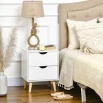 Table de chevet table de nuit avec 2 tiroirs, style scandinave pour chambre à coucher, salon, 40 x 35 x 50,5 cm, blanc