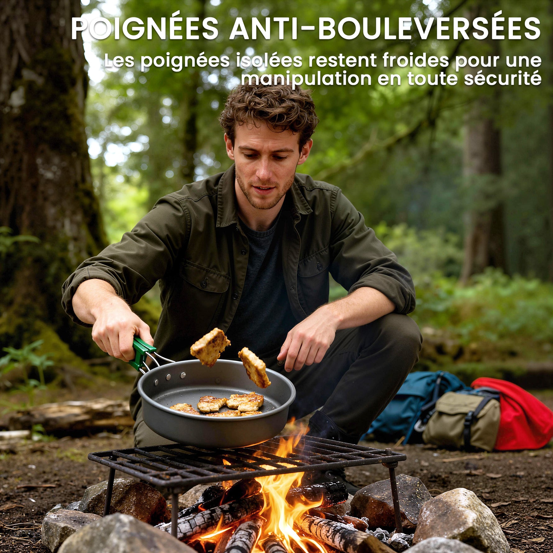 Kit de Casseroles Camping en Aluminium 11 Pcs, avec Sac de Rangement et Poignées Anti-Brûlures, Ø19x10cm, Gris-7