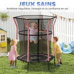 Trampoline pour enfant 1,22 x 1,11 x 1,9 m filet de sécurité porte zippée 6 poteaux rembourrés inclus rose noir