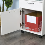 Caisson de bureau rangement bureau sur roulettes tiroir placard niche panneaux particules blanc