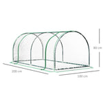 Serre de Jardin Tunnel mini serre tunnel serre à tomates 2L x 1l x 0,8H m Grande Porte zippée bâche Plastique Transparent métal époxy Vert