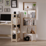 Bibliothèque à 5 niveaux, meuble de rangement en forme de S avec étagères, étagère de rangement blanc