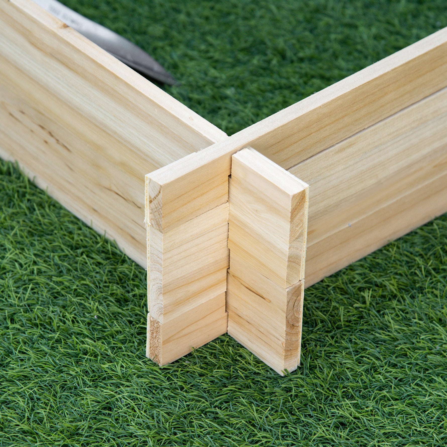 Jardinière en bois carré potager de jardin sans fond facile à assembler 100 x 100 x 16 cm en bois massif bois naturel