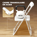 Lot de 6 chaises pliantes portables en plastique et acier, dossier incurvé, assise concave, 48,5 x 47 x 75 cm, blanc