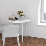 Table de salle à manger pliante 2 abattants, table ronde extensible pour 4 personnes, pieds en bois Ø 89 x 73,5 cm, blanc