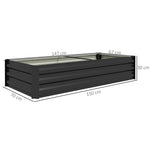 Jardinière rectangulaire potager de jardin bac à fleurs en acier avec bordure de sécurité et fond ouvert noir