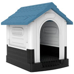 Niche pour chien chenil à l'extérieur pour chiens de petite et moyenne taille 64,5 x 57 x 66 cm blanc et bleu
