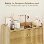 Meuble à chaussures 18 paires, armoire à chaussures étroite, 3 tiroirs rabattables étagères réglables, 60x24x128cm, chêne